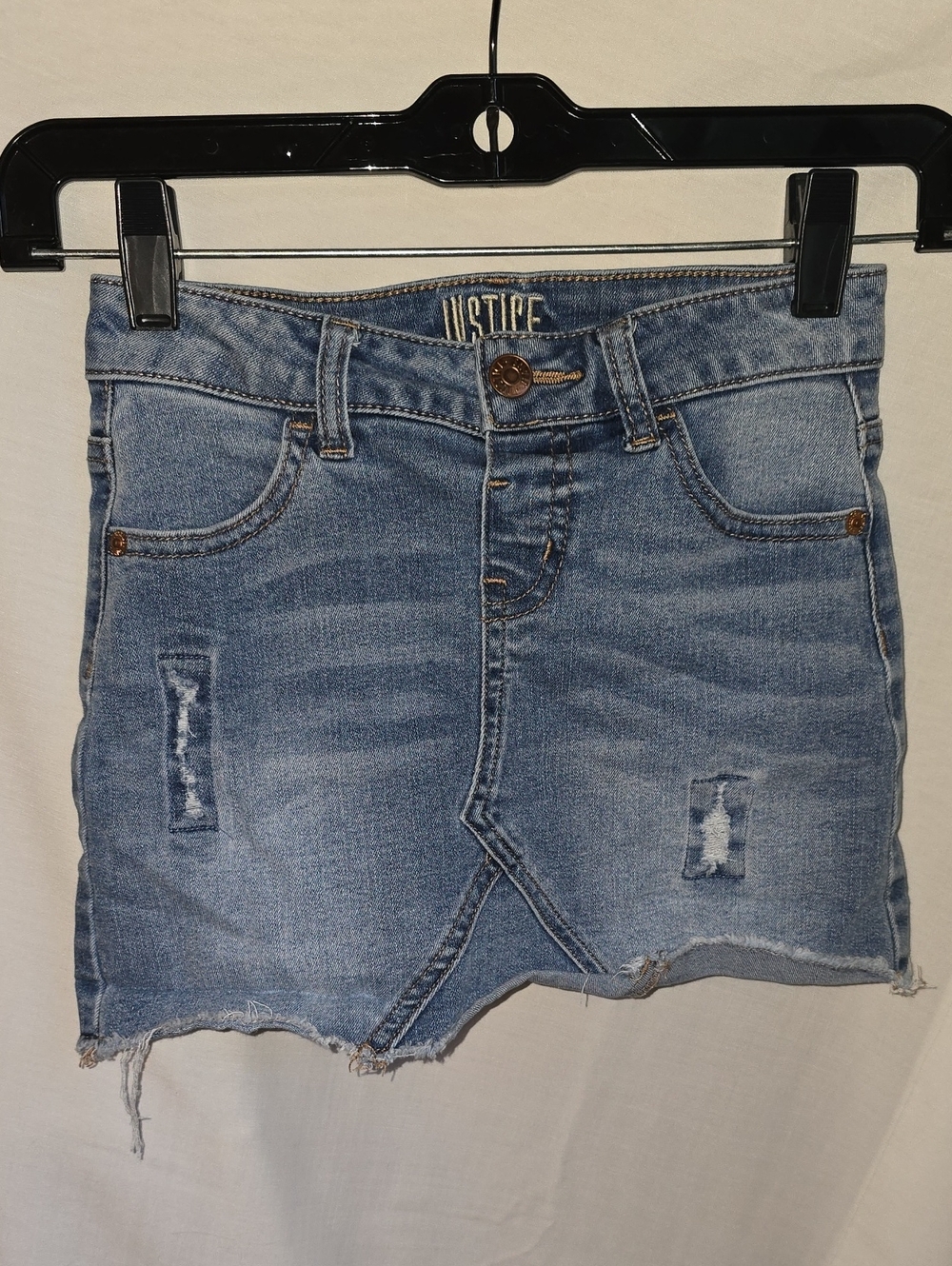 Justice Girls 8 skort Light Blue Distressed Denim With Shorts